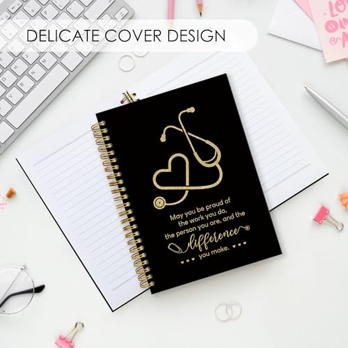 Fewgb Black Nurse Spiral Notebook Gifts, RN Appreciation Thank You Gifts for Nurses Week Hardcover Lined Notebooks Journal for Office Work, Nursing School Student Future Nurse Notebook A5 5.5x8.3 - color: nurse-black