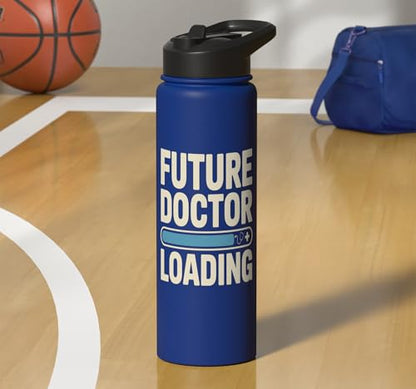 Future Doctor Loading Med Student Progress Bar Stainless Steel Insulated Water Bottle - color: Royal Blue