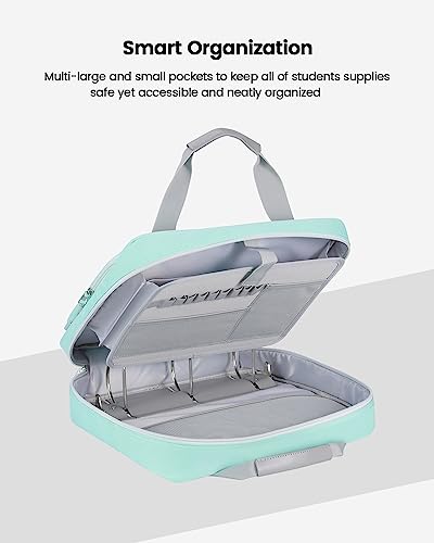 3 Inch 3 Ring Zipper Binder with Shoulder Strap & Handle & Multi-Pocket - 3" Binder with Zipper for School, Compatible with 13-Inch MacBook/Tablet -Patent Design Light Blue | Binder Bag with Laptop organizer for School Travel,Fit 13" MacBook & Tablet,700