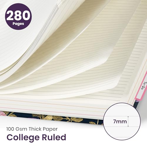 Large Spiral Lined Notebook for Work with Dividers & Tabs, 8.5"x11" Hardcover 5 Subject Notebook, College Ruled, 280 Pages, Royal Blooms - color: I - Royal Blooms