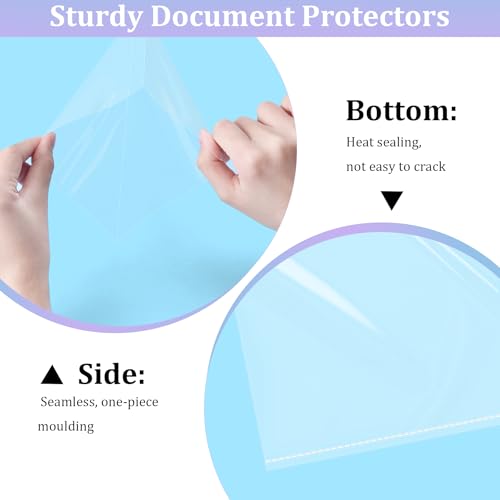 AKONEGE 50 Pack No Holes Sheet Protectors 8.5 x 11 Inch Letter Size Page Protectors for Documents, Prints, Top Loading Heavyweight Clear View Plastic Sleeves for Papers, Artworks, Photos