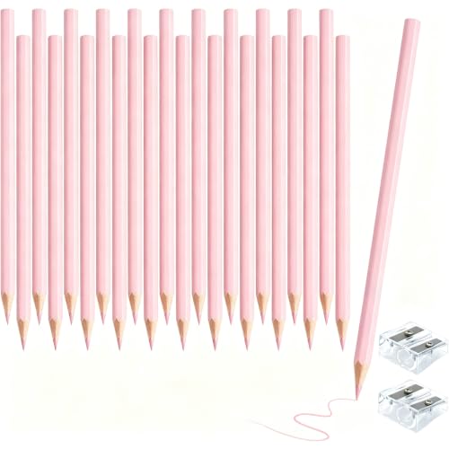 24 PCS Macaron Pink Colored Pencils Pre Sharpened Pencil 2 HB - Ideal for Checking, Grading, Tests & Office/School Supplies - color: cutepink
