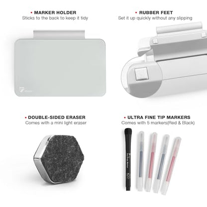 TOWON Small Glass Dry Erase Board, Desk White Board with Standing, Mini Whiteboard Easel Pad Set, Stenography Artifact for Office, Home and School Supplies, 8 x 6 Inches, Gray - color: Gray