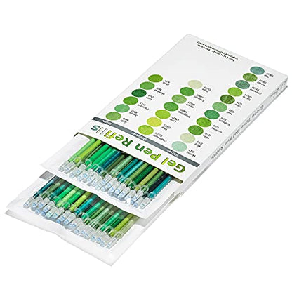 OfficeGoods Gel Pen Refills - 24 Individual Colors - Fits Most Gel Pens - Fast Drying Ink - Perfect for Artists, Adult & Kids Coloring Books, Mandalas, Nature - 2 Pack - Greens - color: Green Only
