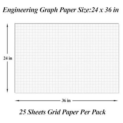 (2-Pack) Graph Paper Pad - 24" x 36" Large Graph Paper, 50 Sheets/100 Pages, 4"x4" Ruled Grid Paper for Engineer Architect Designer Mathematician Draftsmen Sketch House Commercial - size: 2-Pack