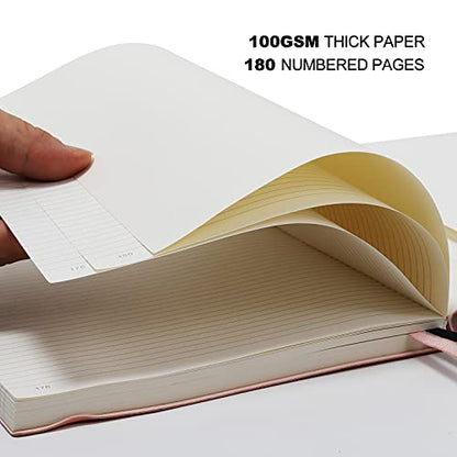 B5 College Ruled Notebooks - 2 Pack B5 Large Journal Notebooks with 376 Numbered Pages,100gsm Thick Lined Paper,Soft PU Leather Cover,7.6 X 10 inch(PINK) - color: Pink