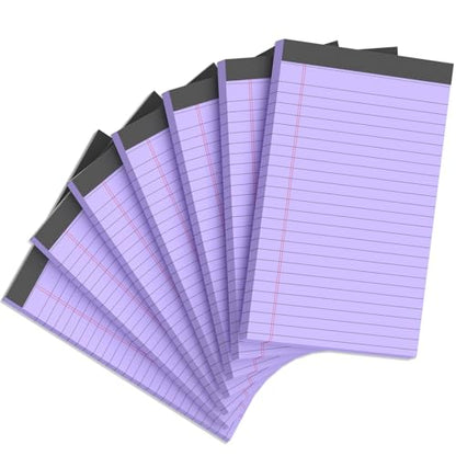 7pcs Small Legal Pads 5x8 Note Pads Purple Notepad College Ruled Notepad 5x8 Small Note Pad 5 x 8 Study Back 7 Pack Perforated 5x8 Legal Pad Narrow Ruled Purple Paper Pads 30 Sheets per Writing Pad - color: Purple-7P