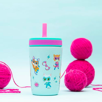 Zak Designs SuperKitties Kelso Toddler Cups For Travel or At Home, 12oz Vacuum Insulated Stainless Steel Sippy Cup With Leak-Proof Design is Perfect For Kids (Ginny, Sparks, Buddy, Bitsy) - color: SuperKitties (Ginny, Sparks, Buddy, Bitsy)