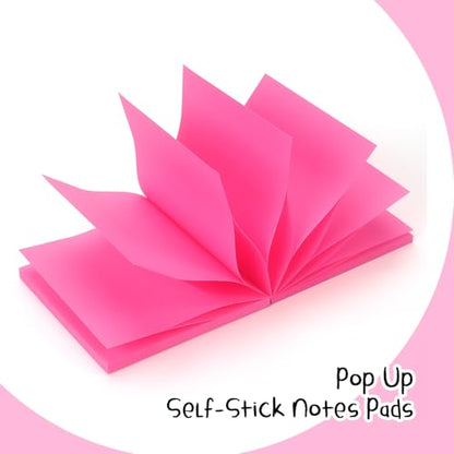 Sticky Notes 3x3 Pop Up Self-Stick Notes Pads with Bright Colors, Easy to Post for Office, School, Home, 4 Pads/Pack, 90 Sheets/Pad (Rose Red) - color: Rose Red