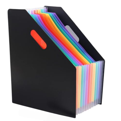 Black 13 Pockets Accordion File Organizer Desk Organizer Vertical Expanding File Folder Bill Tax Receipt Organizer Holder A4 Documents Space Saver for Office Home School - color: Black