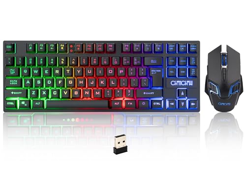Wireless Gaming Keyboard Mouse,Recharge LED Lighted Combo for Xbox PS5/4 PC | 87 Key Backlit Ergonomic Wireless Mouse and Keyboard Combo for Xbox PS5 PS4 PC Laptop