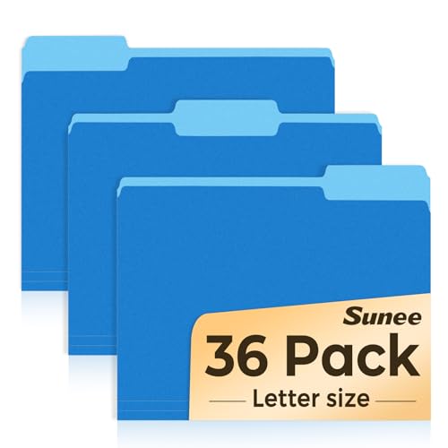 SUNEE File Folders, 36 Pack Manilla Folders 8.5 x 11, Colored File Folders Home Office School Supplies for Documents Files Paper,Blue - color: Blue