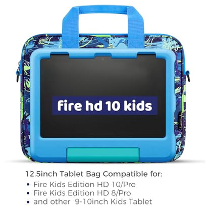 Choco Mocha Kids Tablet Sleeve Bag for Boys & Girls, (10-12.5Inch) - color: Dinosaur-blue 12.5inch, size: 12.5inch(12.5 x 9.8 x 1.3)