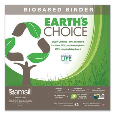 Samsill Plant-Based 1.5 Inch Durable D-Ring, View Binder, Eco-Friendly, USDA Certified Biobased, White - color: White, size: 1.5-Inch, style: Single