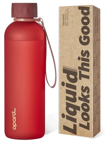 Opard Slim Pro Water Bottle 27oz, Plastic Water Bottle BPA-Free, Facetted Rubberized Monocap, Leakproof Screw Top, Cranberries Red Bottle Reusable for Travel School Sport Gym Hiking - color: Cranberries Red, size: 27 oz