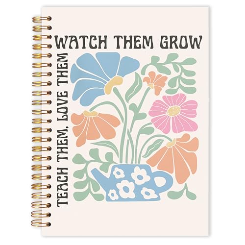 Qabliqo Teachers Gifts Spiral Notebooks, Watch Them Grow Boho Floral Teacher Gifts Journal for Writing, Teacher Appreciation Gift Notebook for Note Taking, Teachers Office Supplies, 5.5x8.3 Inch White - color: Boho Floral Watch Them Grow