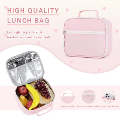 DIGOBAY Rolling Backpack for Girls, Cute Girls Backpack with Wheels, Kids Wheeled backpacks Set with Lunch Bag Pencil Case for Teen Girl, Roller School Bag with Wheels for Elementary Middle School - color: Pink