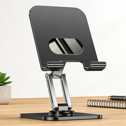 Adjustable Tablet Stand, Tablet Holder with 360° Rotating Base & Foldable Design, Portable Tablet Mount for Desk Bedroom Office
