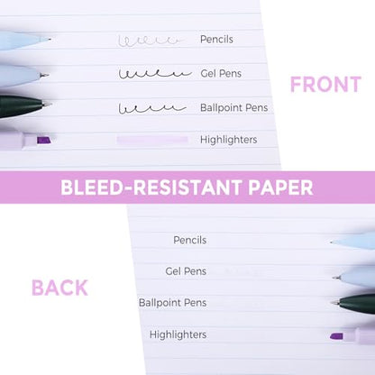 SKYDUE 8"x10.5" Spiral Notebook - College Ruled 100 Sheets, 1 Subject Notebook for School & Office, 3-Hole Punched Paper, Floral Design - color: Purple Floral