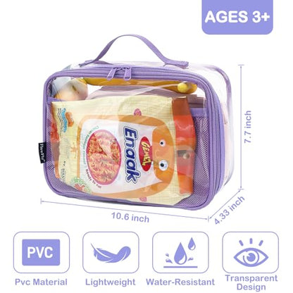 FlowFly Kids Lunch box Insulated Soft Bag Mini Cooler Back to School Thermal Meal Tote Kit for Girls, Boys,ClearPurple - color: ClearPurple