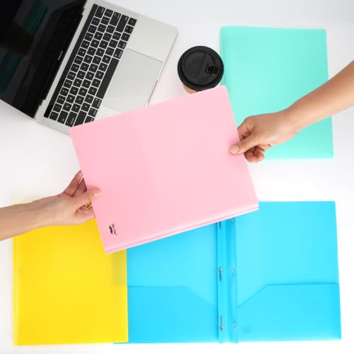 Mr. Pen- Plastic Folders with Pockets and Prongs, 5 Pack, Letter Size | Flexible Plastic Folders with Prongs - color: Bright Colors, size: 5 Pack