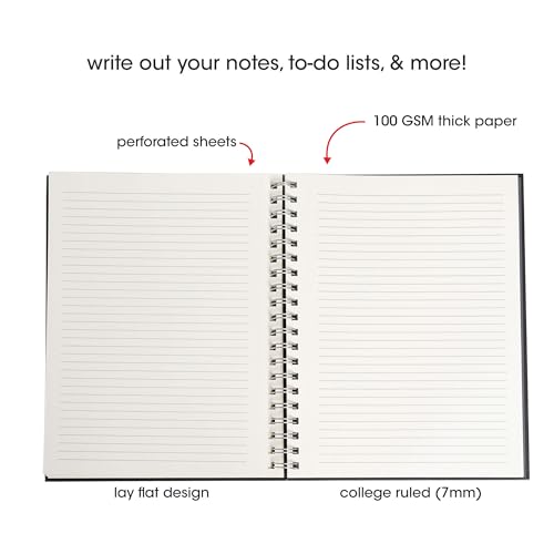 Pearhead City Travel Spiral Notebook, New York Milan Paris Departures Board Hardcover Journal – 100 GSM Thick Lined Pages, UV Spot Gloss Cover, Lay Flat Double-Coil Binding, Wanderlust Gift, 8x10.5 - color: Black & White City Notebook
