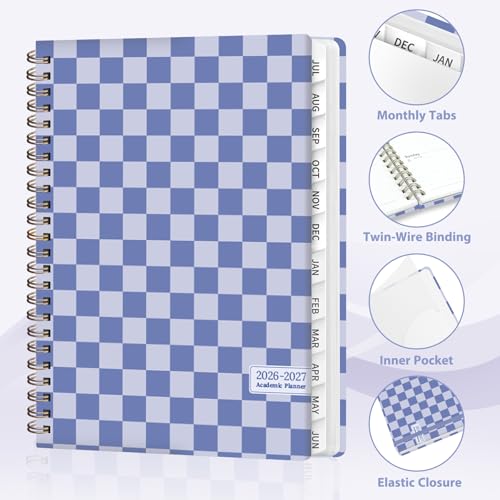 Planner 2026-2027, Weekly and Monthly Academic Year Calendar Planner, July 2026 - June 2027, Daily Agenda Book for Office School Supplies, A5(6.3'' x 8.5'') - color: 2607-Periwinkle Grid, size: 6.3"x8.5"(Jul 2026-Jun 2027)