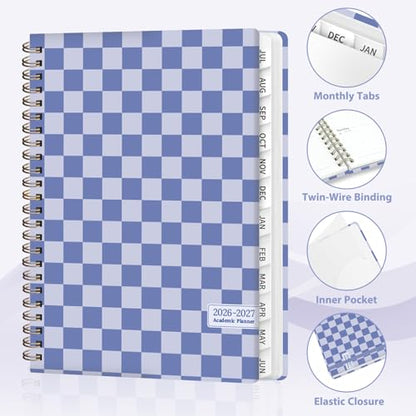 Planner 2026-2027, Weekly and Monthly Academic Year Calendar Planner, July 2026 - June 2027, Daily Agenda Book for Office School Supplies, A5(6.3'' x 8.5'') - color: 2607-Periwinkle Grid, size: 6.3"x8.5"(Jul 2026-Jun 2027)