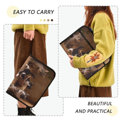 Cat Family Expanding Accordion File Folder with 13 Pockets and Zipper Closure - color: Cat Family