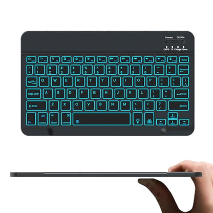 Backlit Bluetooth keyboard for Phone, Tablet, iPad Air, Pro, Mini, A16, M2, M3, Galaxy, ChromeBook, MackBook, Wireless Travel Keyboard for Computers - Rechargable, Lightweight, Slim, Easy to Carry