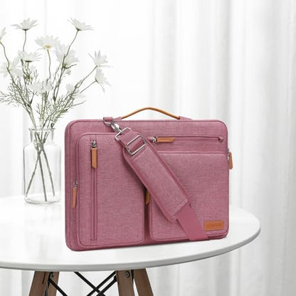 MOSISO 360 Protective Laptop Shoulder Bag,13-13.3 inch Computer Bag Compatible with MacBook Pro 14, HP, Dell, Lenovo, Asus Notebook,Side Open Messenger Bag with 4 Zipper Pockets&Handle, Dusty Rose - color: Dusty Rose, size: 13.3 inch