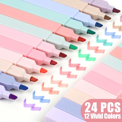 Utron 24pcs Bible Highlighters, No Bleed Pastel Set, Cute Bible Highlighters (12 Color)