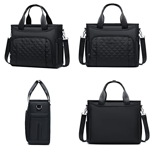 AIJIEKE Large Insulated Lunch Bag for Women Men, Work Lunch Box Tote, Black | Leakproof, durable multi-compartment cooler. Reusable with shoulder strap. Perfect for travel meal prep, picnic, beach - color: Black