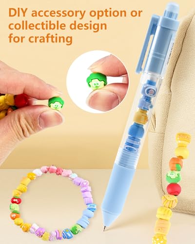 6 Pack Cute Cartoon Gel Pens, 0.5mm Fine Point Quick Dry Black Ink Smooth Writing Pens, Retractable Ballpoint for Journaling Planner(Funny Animals Fruits Snacks DIY Designs)