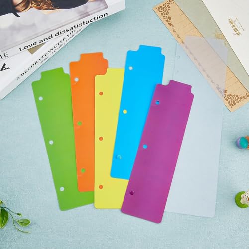 SUPERFINDINGS 18Pcs 6 Styles Plastic Binder Divider 8.5x2.3inch Colorful Snap-in Bookmark Semi Transparent Mini Dividers with Document Tap for 3 Ring Binders for Notebook Planner