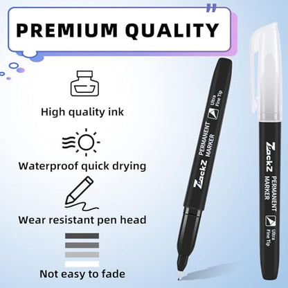 ZackZ Ultra Fine Point Permanent Black Marker, 0.4 mm Tip, 65 pack, Waterproof & Fade-Proof Ink, Quick Drying, Writing on Paper, Plastic, Metal, Glass - size: 1 Count (Pack of 65)