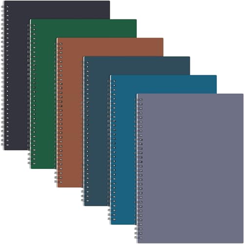 Fuutreo 6 Pack B5 Spiral Notebooks 10.5 x 7.45 Inch College Ruled Aesthetic Journal Kraft Hardcover 70 Sheets (140 Pages) Spiral Notebook for Office Students Work Journaling(Retro Color,Business) - color: Retro Color