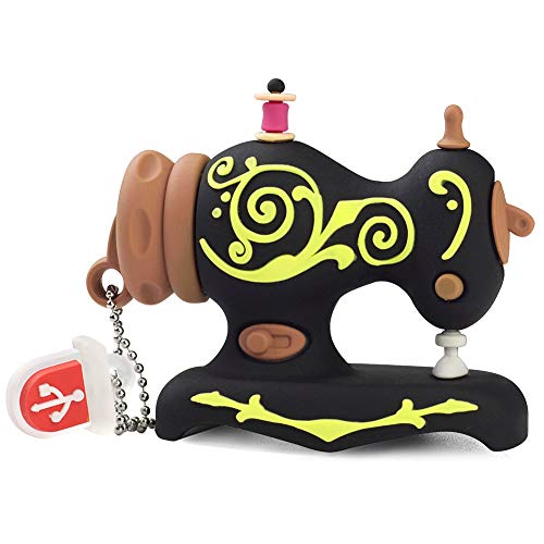 BorlterClamp 32GB USB Flash Drive Cute Cartoon Sewing Machine Model Memory Stick, Gift for Students and Children (Black) - color: 32GB black