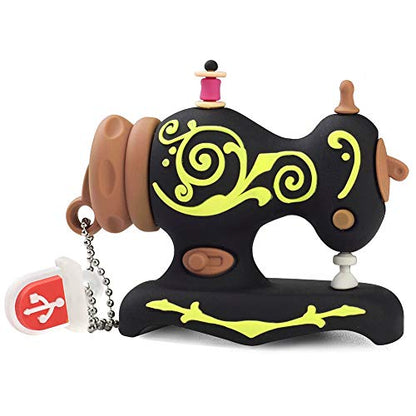 BorlterClamp 32GB USB Flash Drive Cute Cartoon Sewing Machine Model Memory Stick, Gift for Students and Children (Black) - color: 32GB black