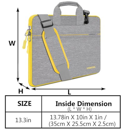 Hseok Laptop Shoulder Bag 13 13.3 14 Inch Case Compatible with MacBook Pro/Neo 14" M5/M4/M3/M2/M1,Mac Air/pro/Neo 13" and Most 13 13.3 14 Notebooks,Spill-Resistant Briefcase,LT Gray & LT Yellow - color: Light Gray & Light Yellow, size: 13-13.5 inch