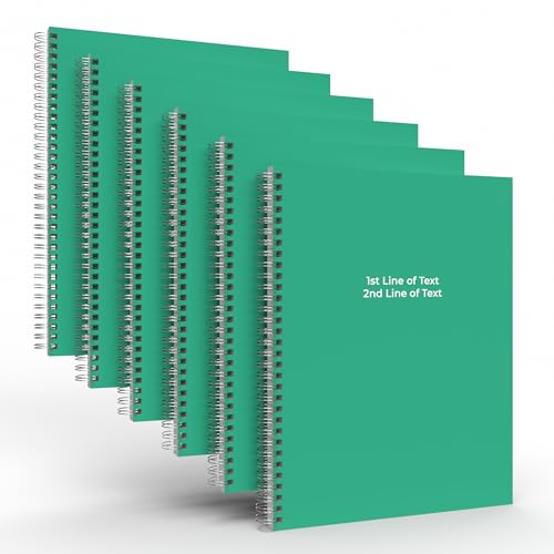 Custom Spiral Notebook Journals with a Green Colored Cover - 6 Pack of 8.5" x 11" – College Ruled, Hard Cover, 50 Sheets Per Book – For Journaling, Office, School Supplies, etc. - color: Green, size: 8.5" x 11"