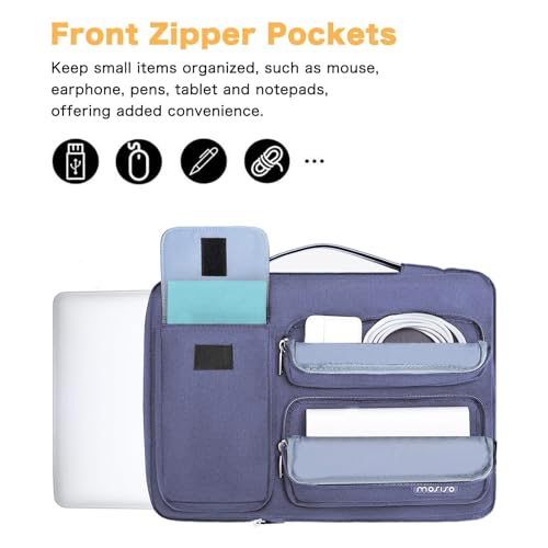 MOSISO 360 Protective Laptop Case 13.3 inch, 13-13.3 inch Laptop Sleeve | Compatible with MacBook Air/Pro 13 / Pro 14, HP Dell ASUS Lenovo,Side Open Bag with 2 Raised&1 Flapover Pockets,Lavender Gray - color: Lavender Gray, size: 13.3 inch