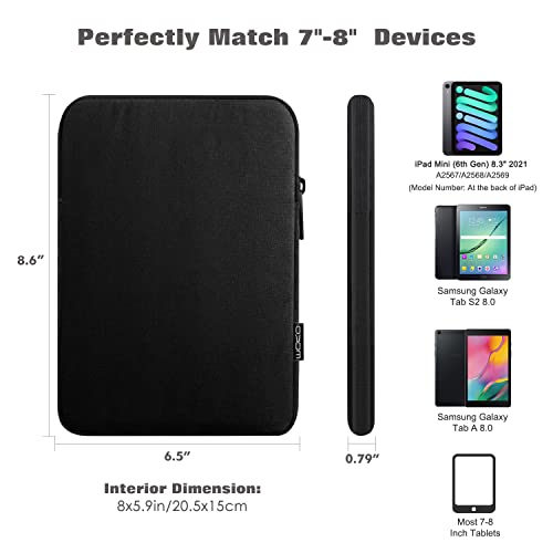 MoKo 7-8 Inch Tablet Sleeve Bag, Polyester Pouch Cover Case Slim Design | Fits iPad Mini (A17 Pro) 8.3" 2024, iPad Mini 6/5/4/3/2/1, Samsung Galaxy Tab S2 8.0, Tab A 8.0, ZenPad Z8s 7.9, Black - color: Black, size: 7-8 inch