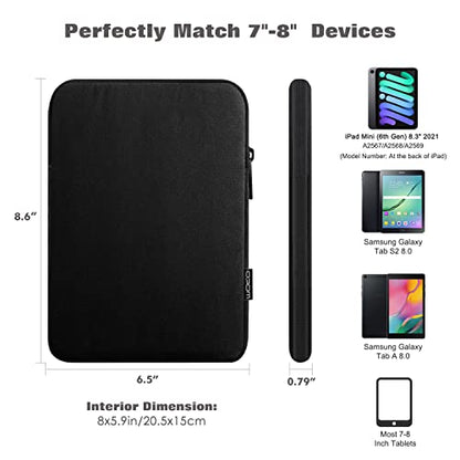 MoKo 7-8 Inch Tablet Sleeve Bag, Polyester Pouch Cover Case Slim Design | Fits iPad Mini (A17 Pro) 8.3" 2024, iPad Mini 6/5/4/3/2/1, Samsung Galaxy Tab S2 8.0, Tab A 8.0, ZenPad Z8s 7.9, Black - color: Black, size: 7-8 inch