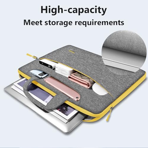 Hseok Laptop Shoulder Bag 13-14 inch Shockproof Water-Resistant HandBag with Small Case Compatible with MacBook Pro/Neo 14" M5/M4/M3/M2/M1, Mac Air/Pro 13.3", XPS 13/14, Most 13"-14" PC,Gray-yellow - color: Light Gray-yellow, size: 13"-14"