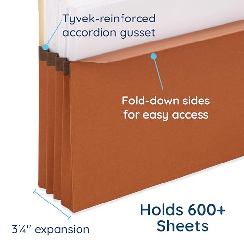 Blue Summit Supplies 10 Redrope Expanding File Pockets, Legal, 3.5" Brown | 3.5 in expansion, accordion style, legal size, for documents, invoices, and bulk filing - size: 3.5"