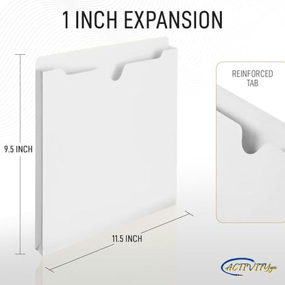 White File Jackets, 1 Inch Expansion, Letter Size, Reinforced Straight-Cut Tab, 6 Pack - color: White, style: 1 Inch Expansion