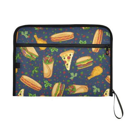 Hamburgers Cheeseburgers File Folders,Plastic Folders with 13 Pockets,Expandable File Folder for Documents School Students Office,Aesthetic Folder with Labels A4 Letter Size - color: Multi 3