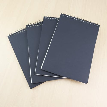 4 Pcs Top Bound Spiral Notebook,8.3 inch x 5.8 inch,60 Sheet,7mm College Ruled Paper,A5 Spiral Note Pads Memo Lined Notebook Journal for School and Office Supplies (Black) - color: Black (4pcs)