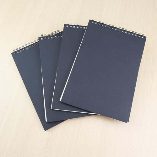 4 Pack Graph Paper Notebook, A5 Top Wirebound Grid Spiral Notebook 5.8" x 8.3",60 Sheets,5mm x 5mm Grid Paper,Grid Notepad for Students, Math, Engineering (Black) - color: Black (4pcs)